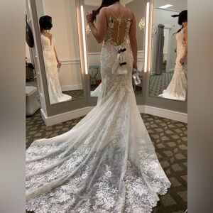 Martina Liana-ML9671Q beaded lace and tull slim flare gown